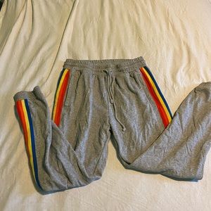 Fun rainbow stripe joggers